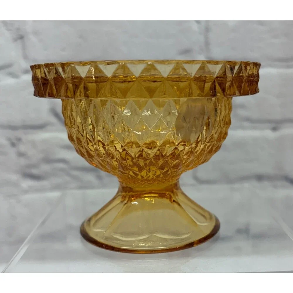 Viking Glass Diamond Point Fairy Light Lamp Honey Amber Based Only